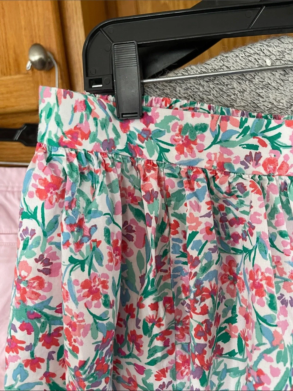 J. Crew Pink Floral Bubble-Hem Cotton A-Line Sz Large Pink Floral